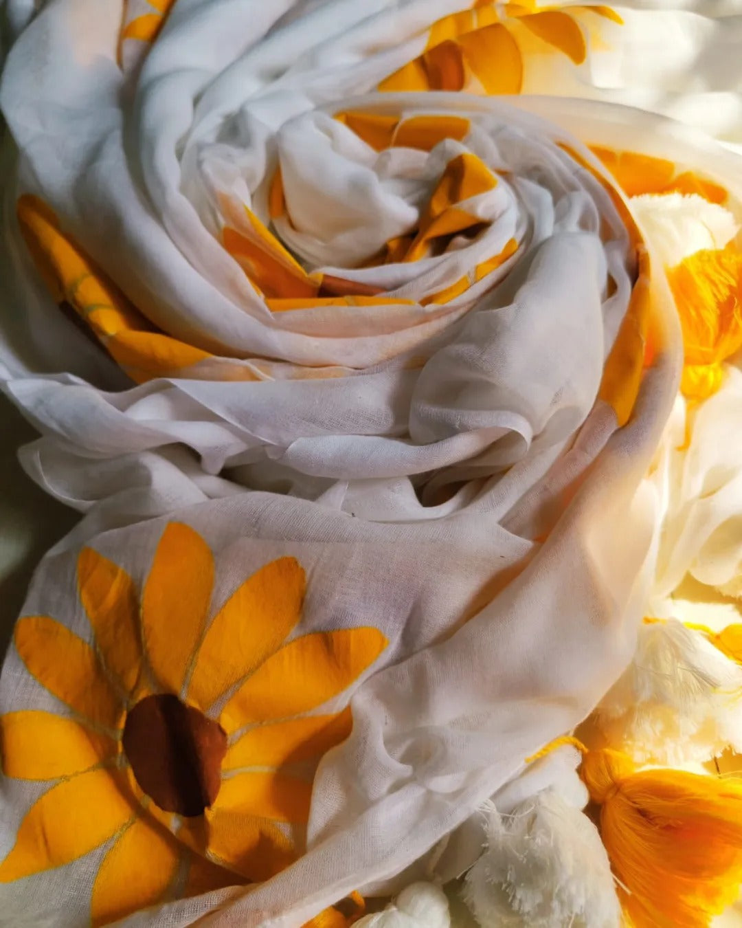 Sunflower Cindrella Tassel Mulmul (Saree)