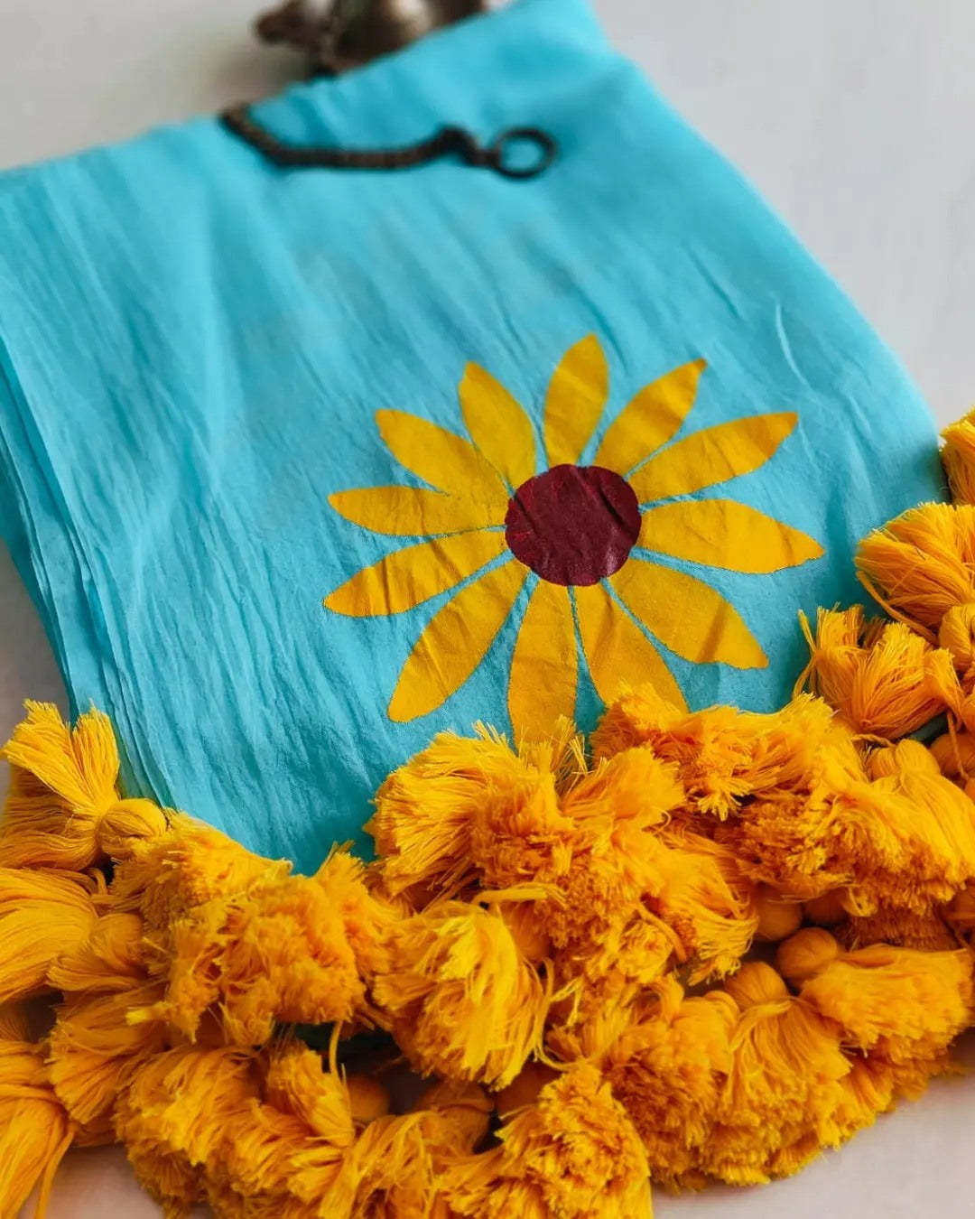 Sunflower Cindrella Tassel Mulmul (Saree)