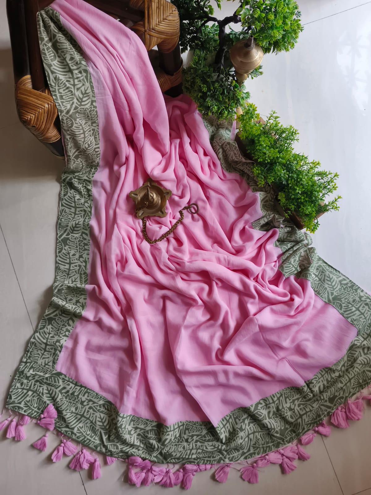 Handwoven Bagru Mulmul (Saree)