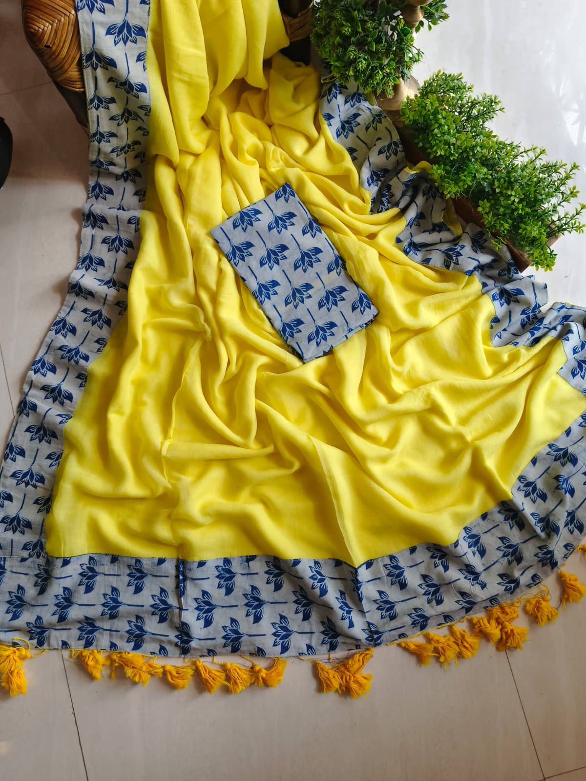 Handwoven Bagru Mulmul (Saree)