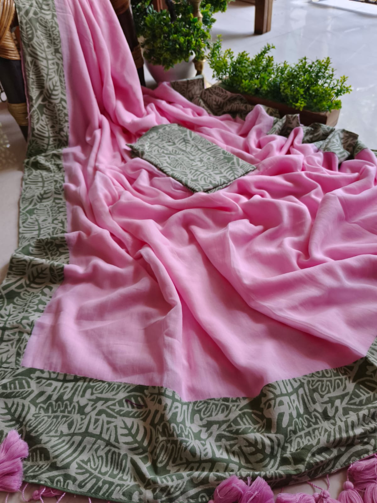 Handwoven Bagru Mulmul (Saree)