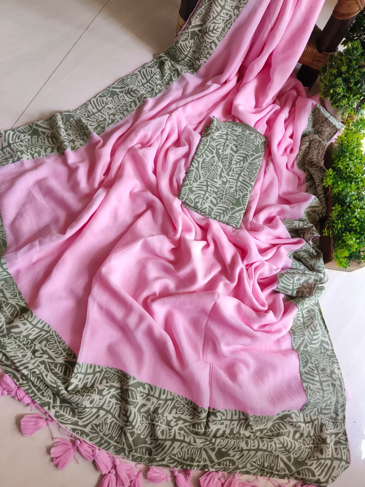 Handwoven Bagru Mulmul (Saree)