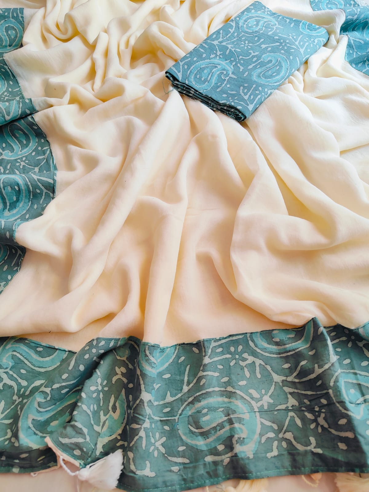 Handwoven Bagru Mulmul (Saree)