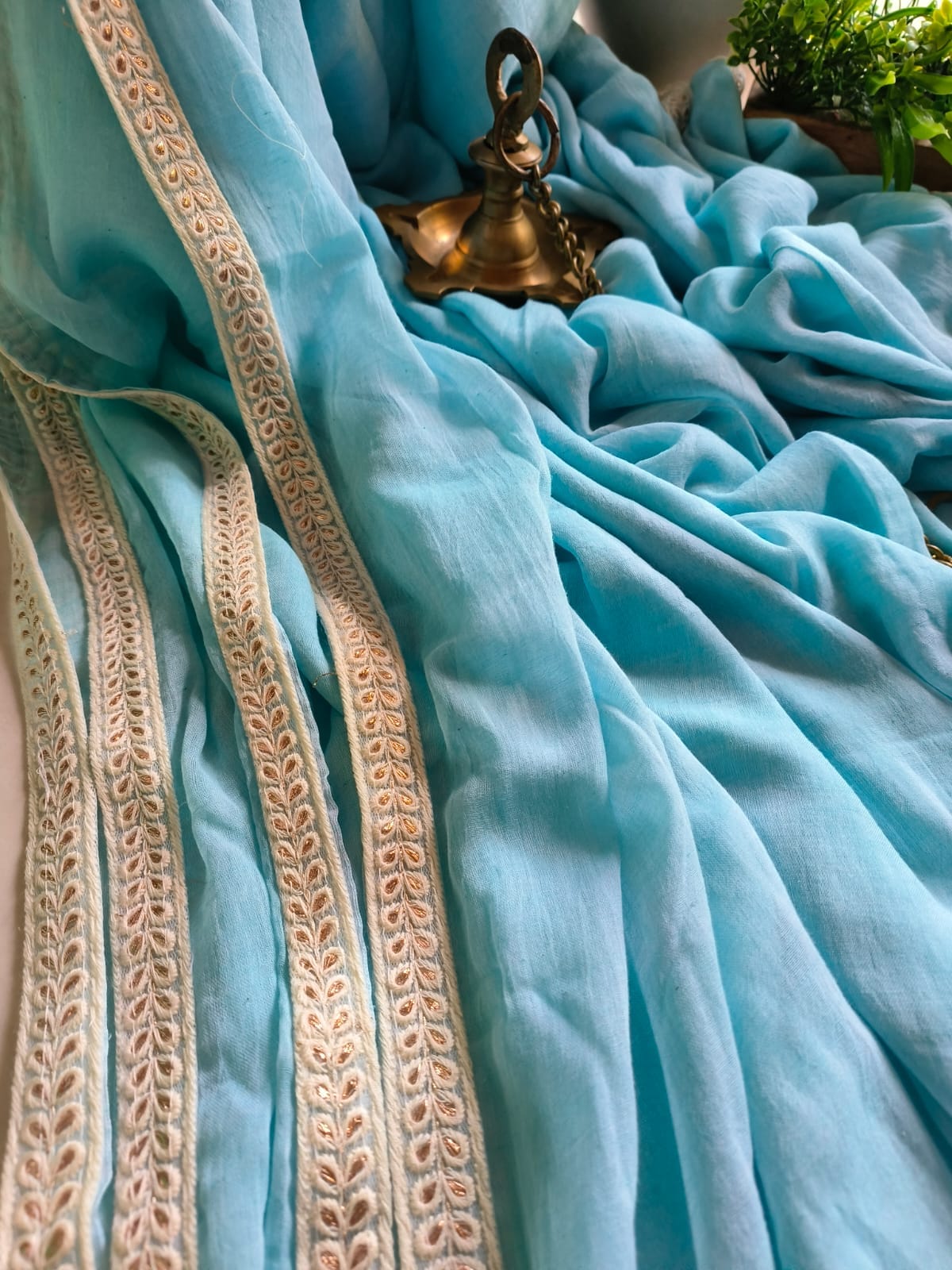Designer Lace Mul Cotton (Saree)