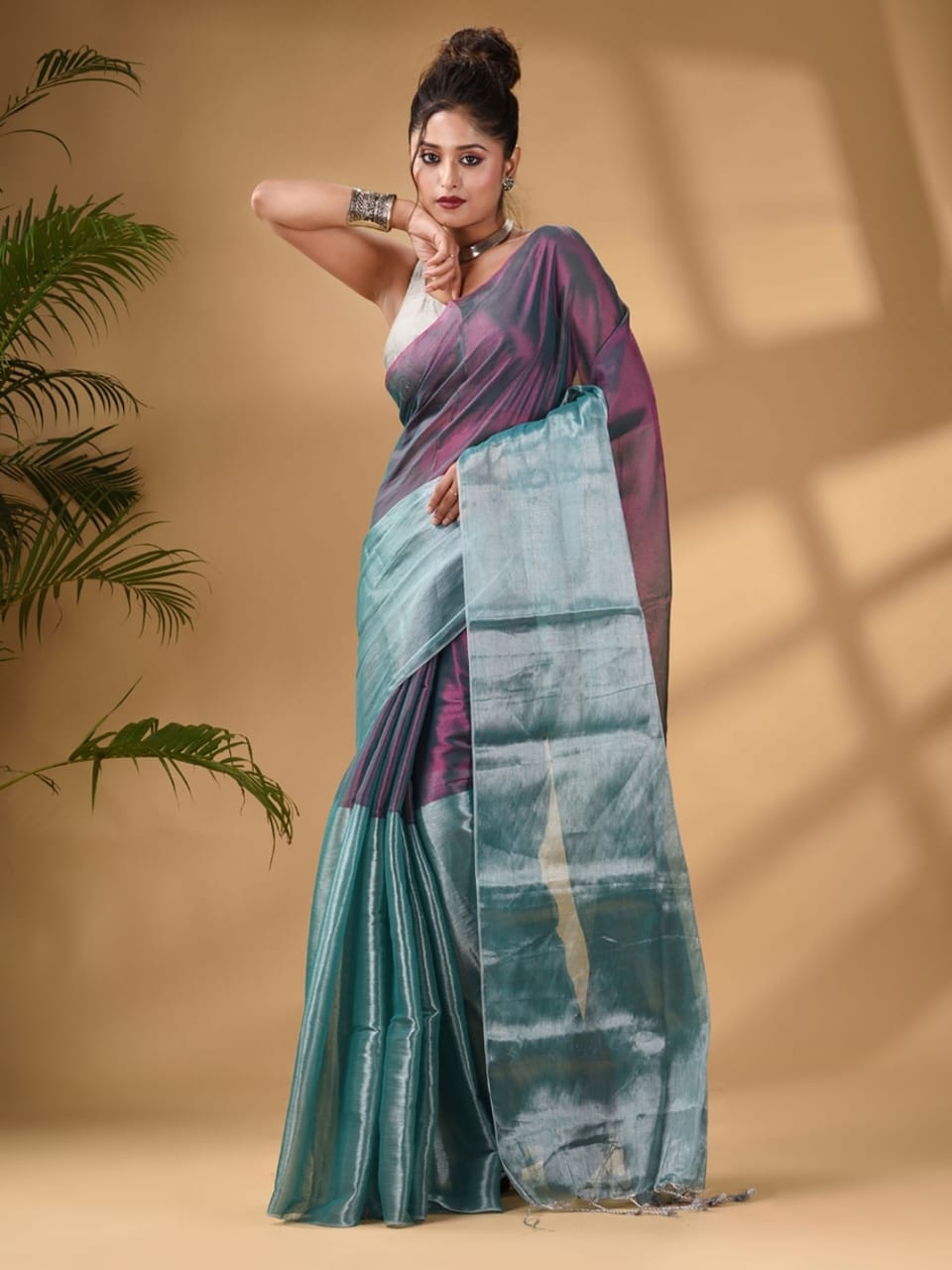 Metallic Tissue Khadi (Saree)