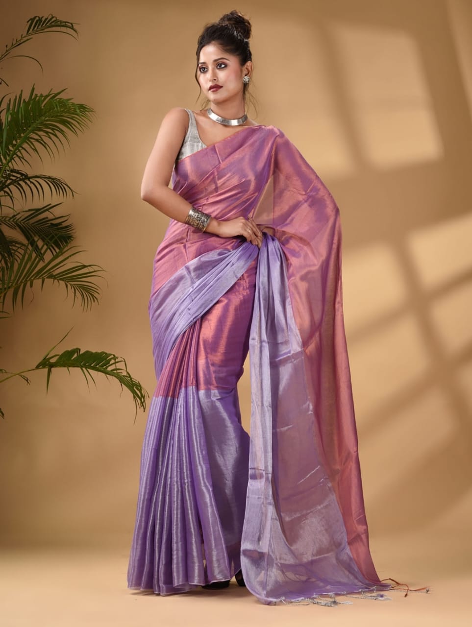 Metallic Tissue Khadi (Saree)