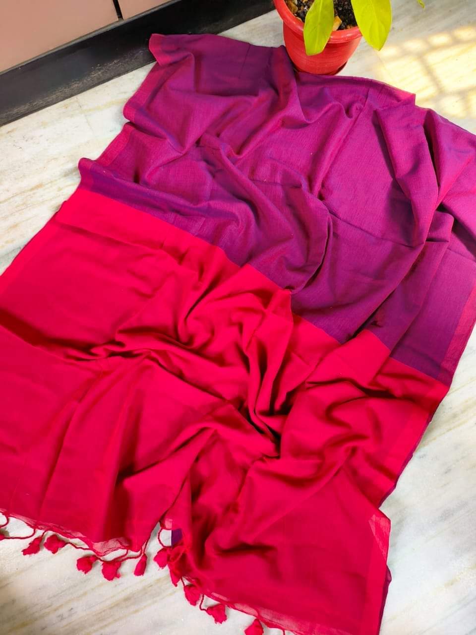Dual Colour Cotton (Saree)