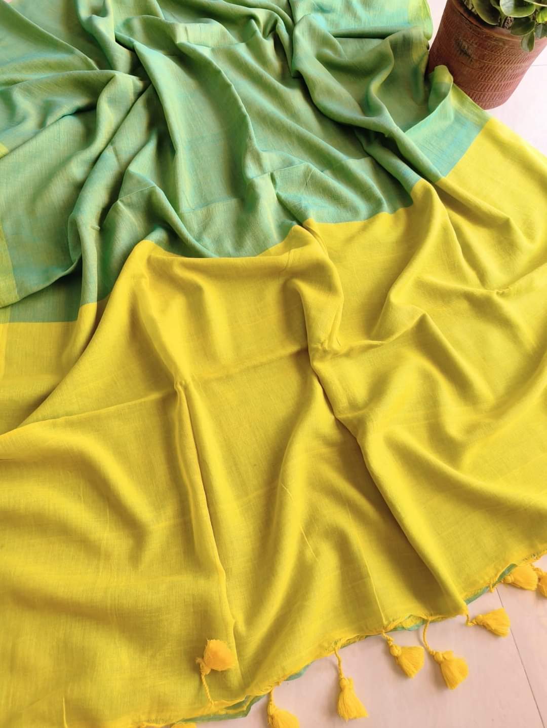 Dual Colour Cotton (Saree)