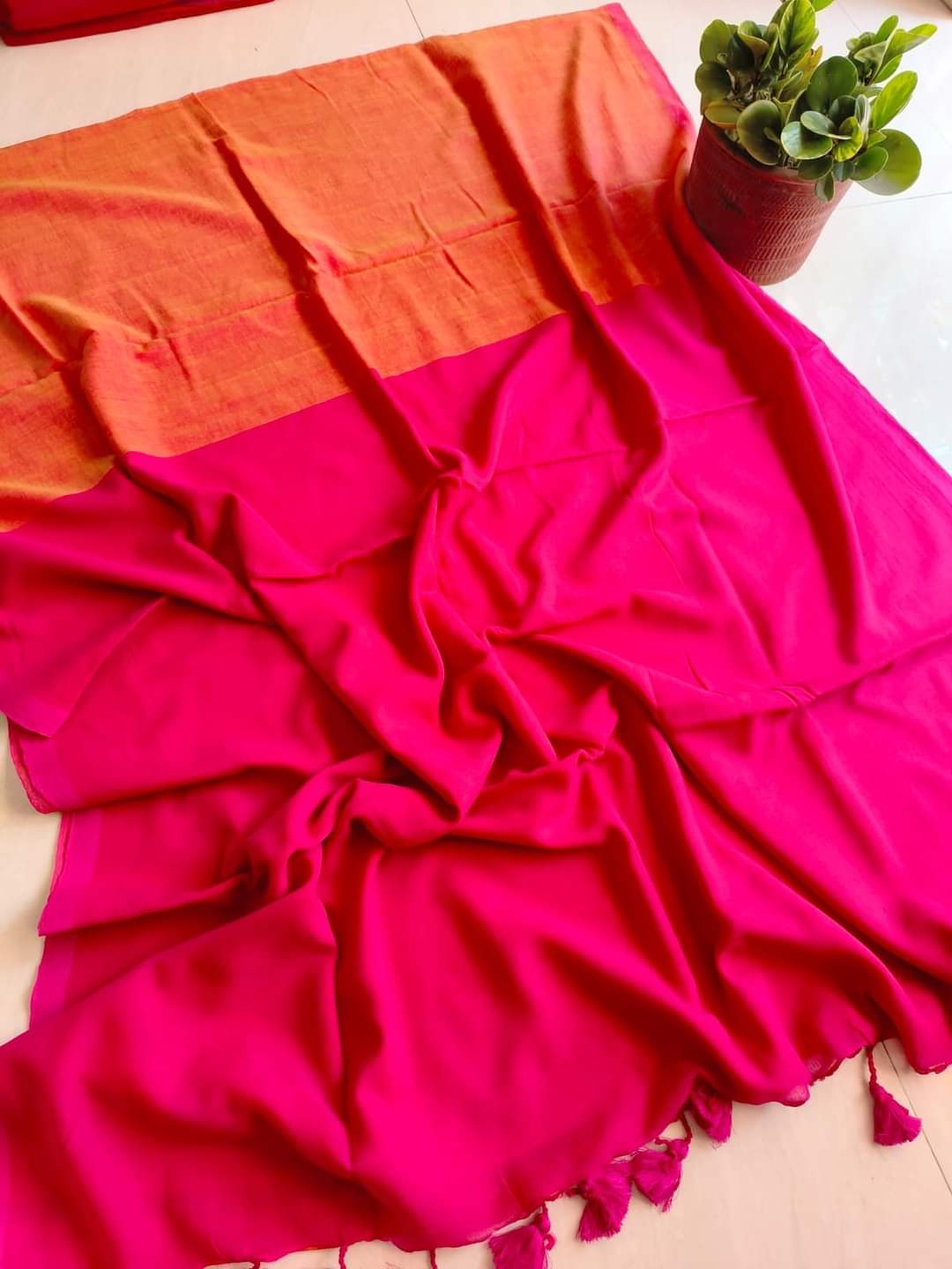 Dual Colour Cotton (Saree)