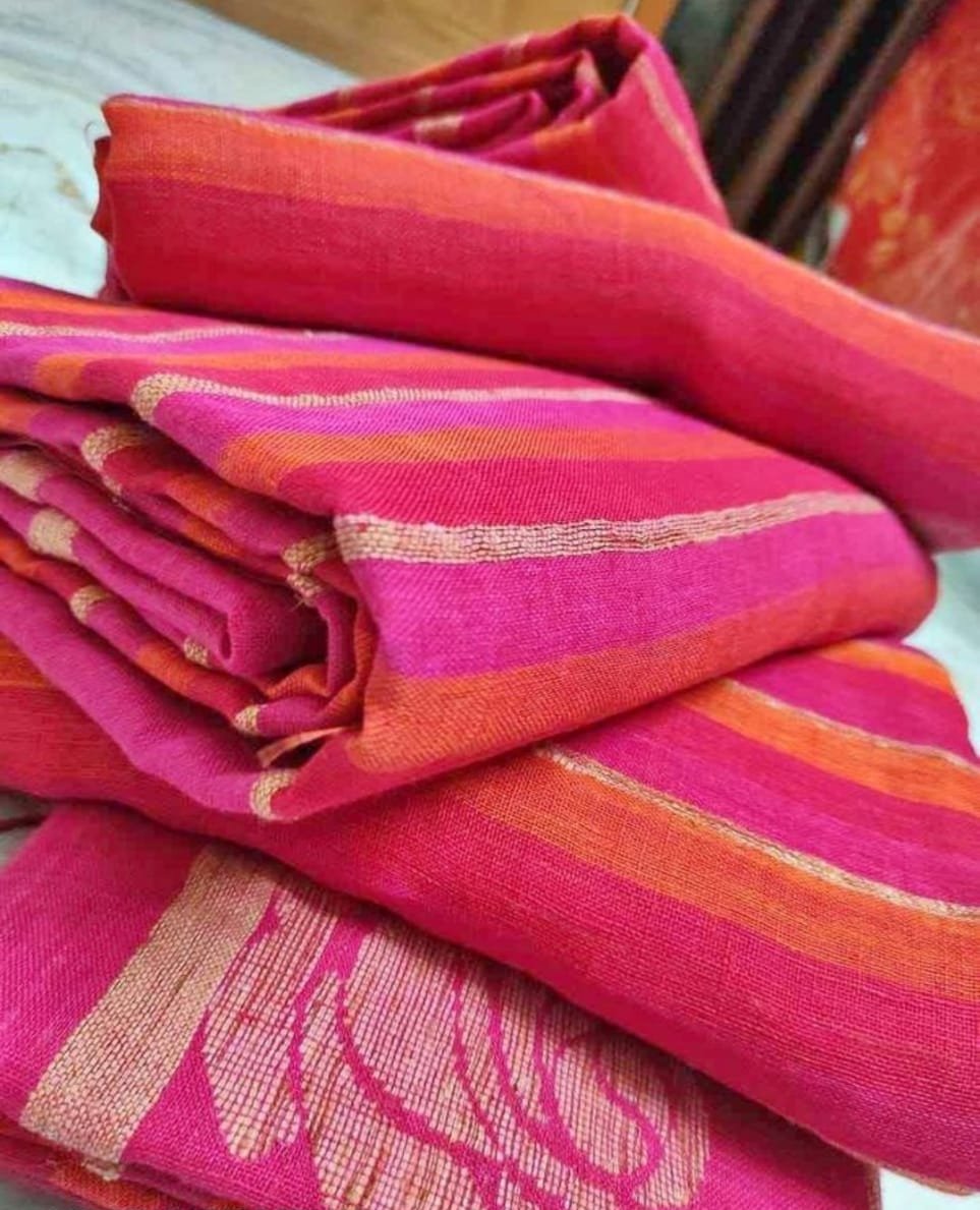 Rose and Stripe Linen (Saree)