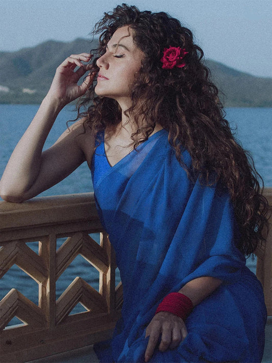Dusk Blue Mulmul (Saree)