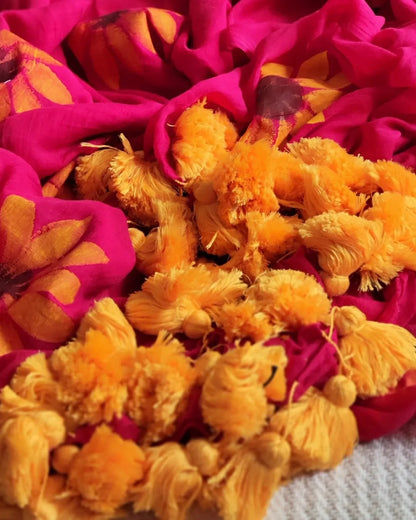 Sunflower Cindrella Tassel Mulmul (Saree)