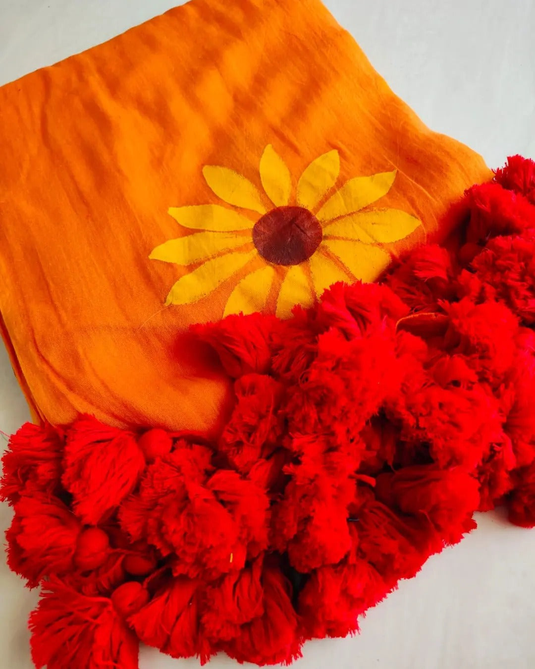Sunflower Cindrella Tassel Mulmul (Saree)