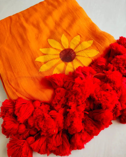 Sunflower Cindrella Tassel Mulmul (Saree)