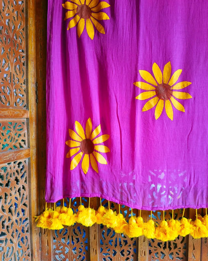 Sunflower Cindrella Tassel Mulmul (Saree)