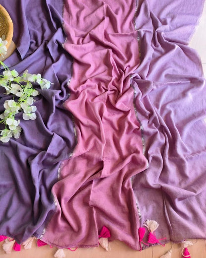 Rose and Lilac Mulmul (Saree)