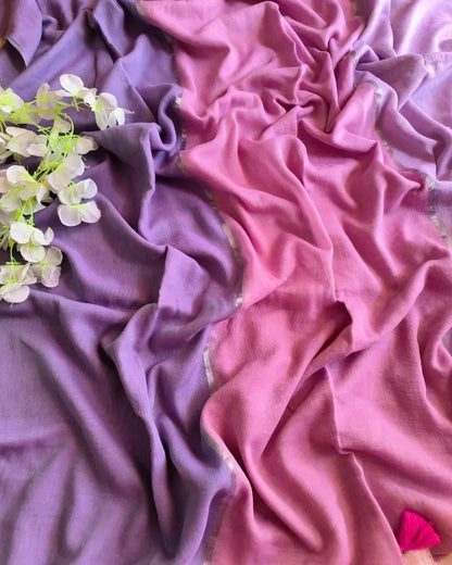 Rose and Lilac Mulmul (Saree)