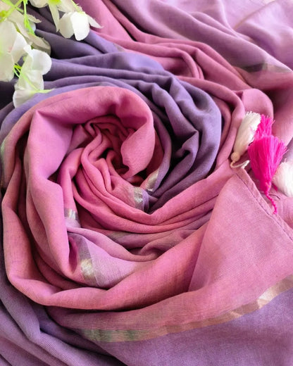 Rose and Lilac Mulmul (Saree)