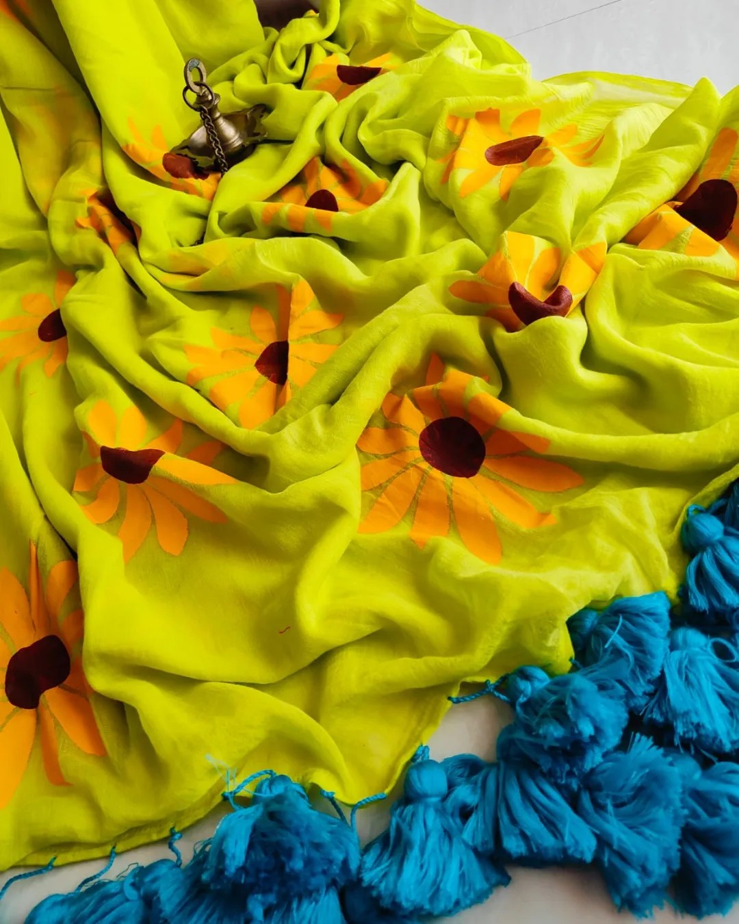 Sunflower Cindrella Tassel Mulmul (Saree)
