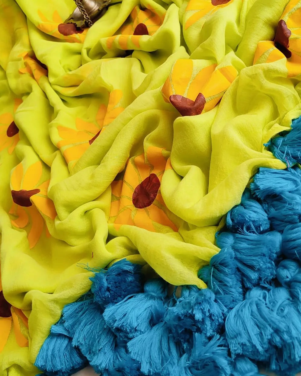 Sunflower Cindrella Tassel Mulmul (Saree)