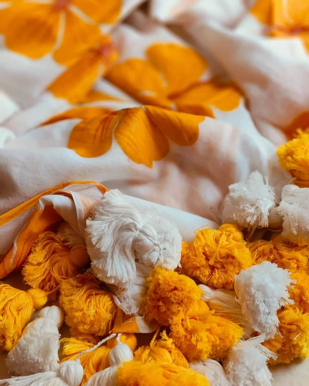 Handpainted Flower Mulmul (Saree)