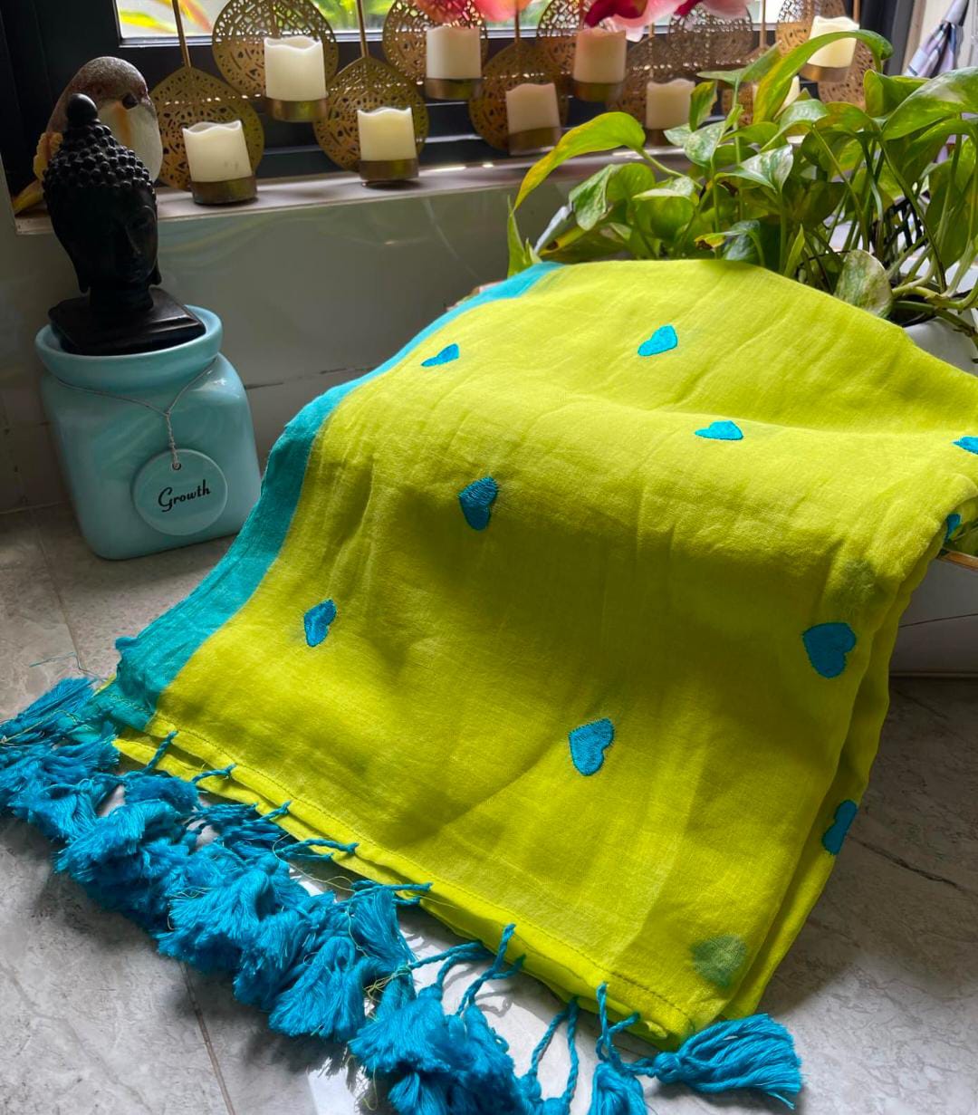 Heart Embroidered Mulmul (Saree)