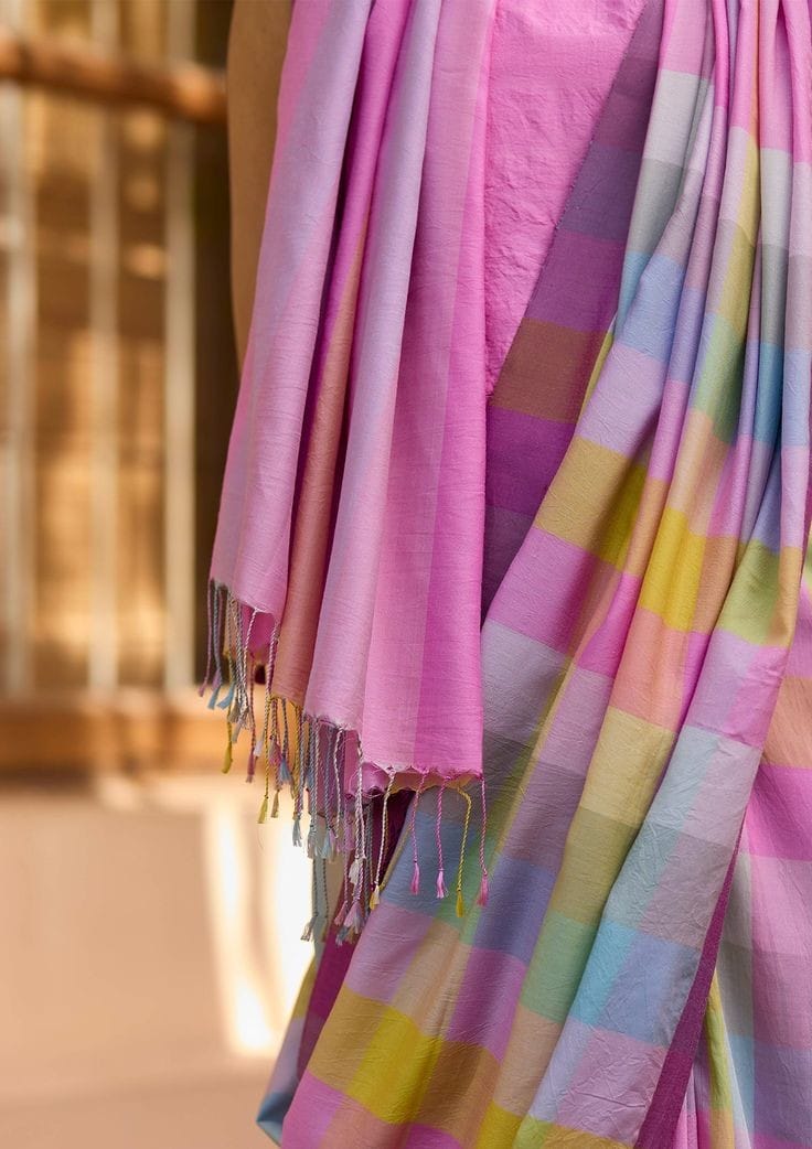 Cotton Candy Rainbow Mulmul (Saree)