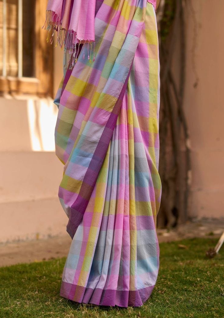 Cotton Candy Rainbow Mulmul (Saree)