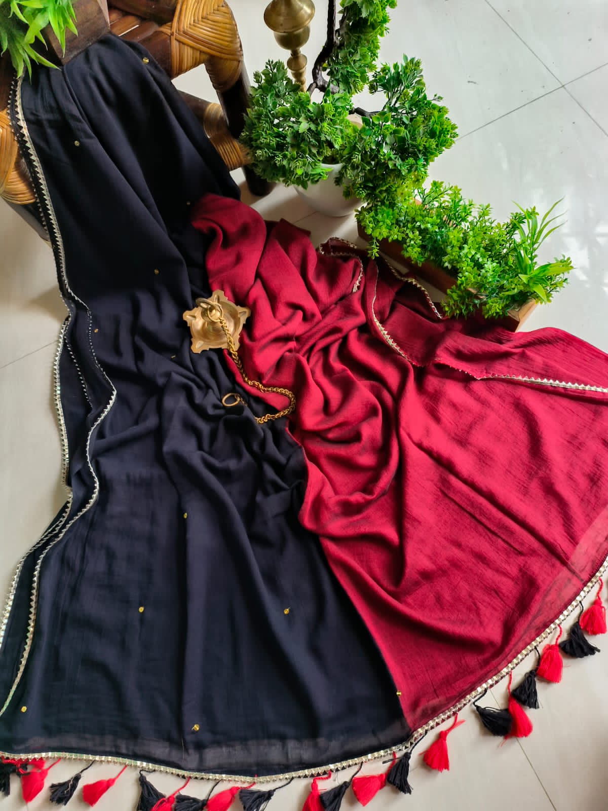 Dual Colour Gini Mulmul (Saree)