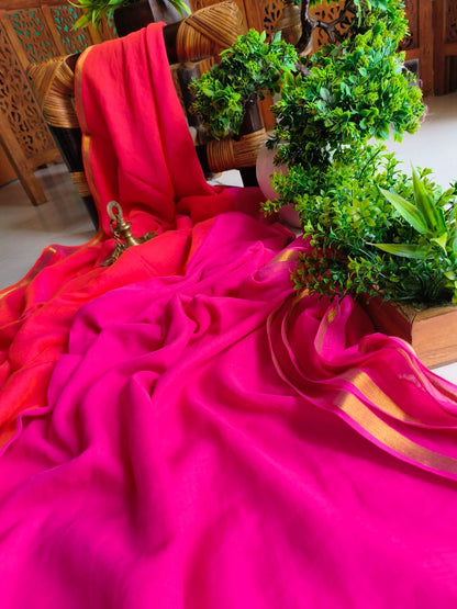 Dual Colour Mulmul (Saree)