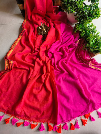 Dual Colour Mulmul (Saree)