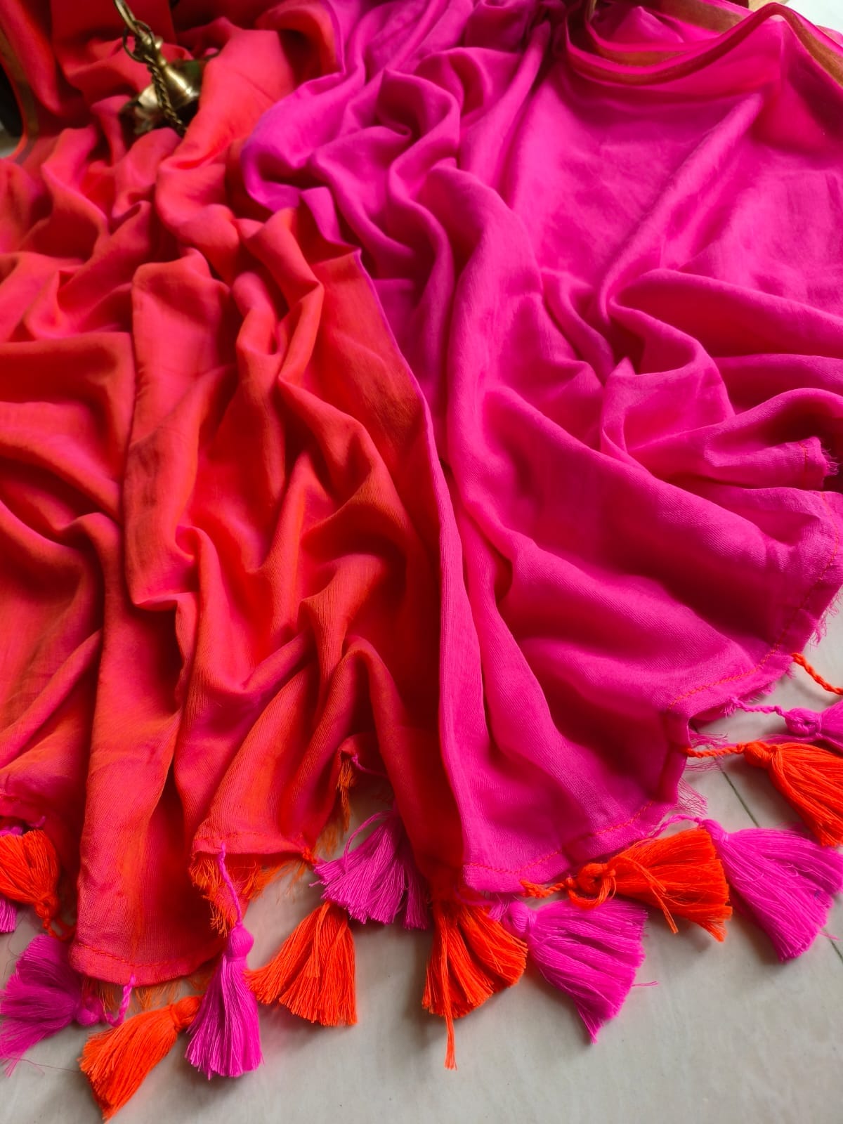 Dual Colour Mulmul (Saree)
