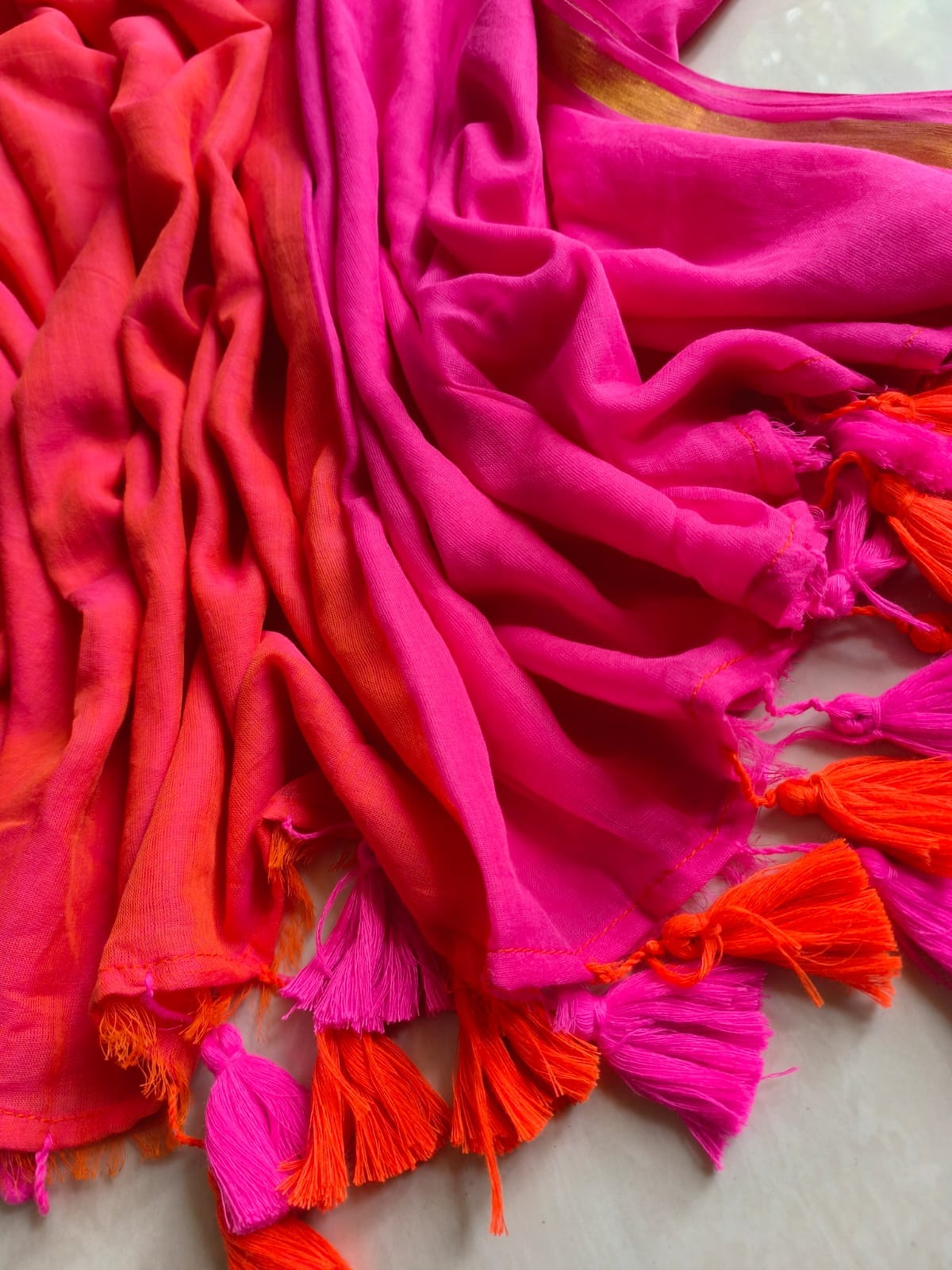 Dual Colour Mulmul (Saree)