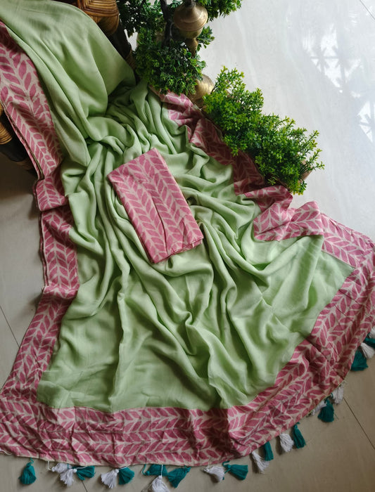 Handwoven Bagru Mulmul (Saree)