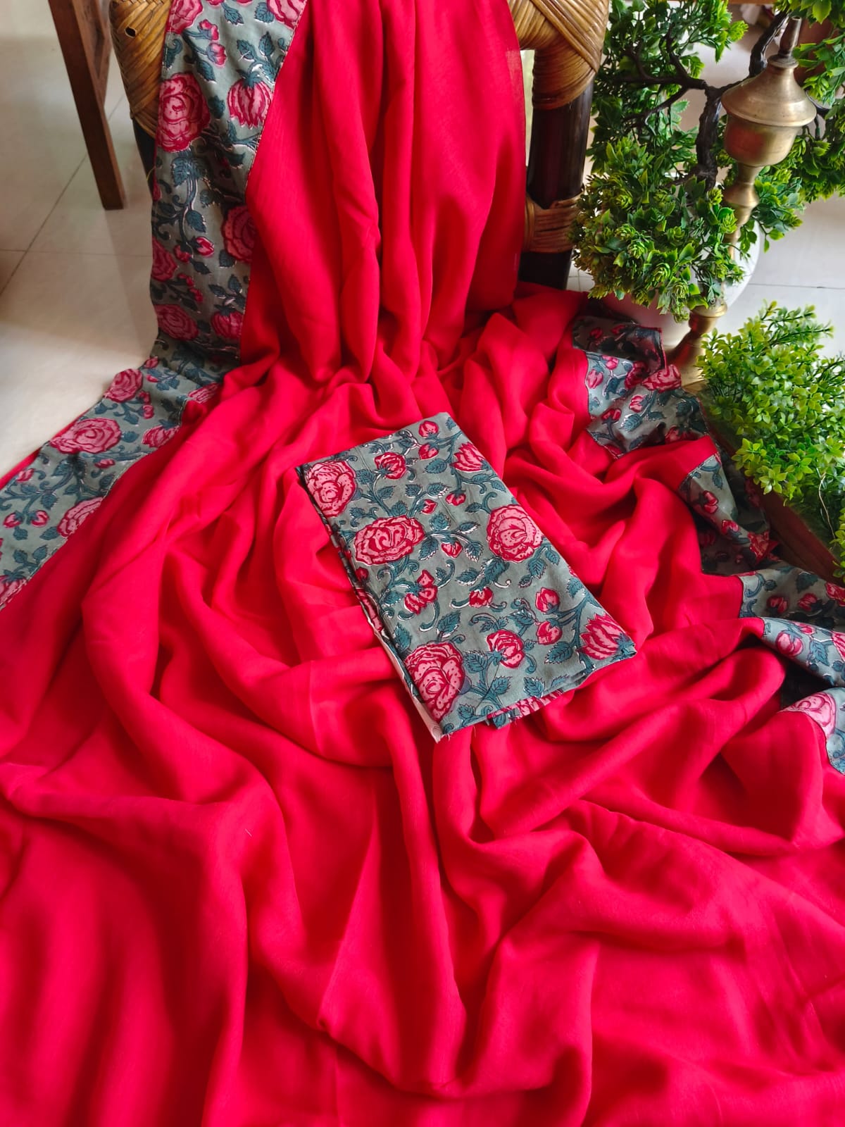 Handwoven Bagru Mulmul (Saree)