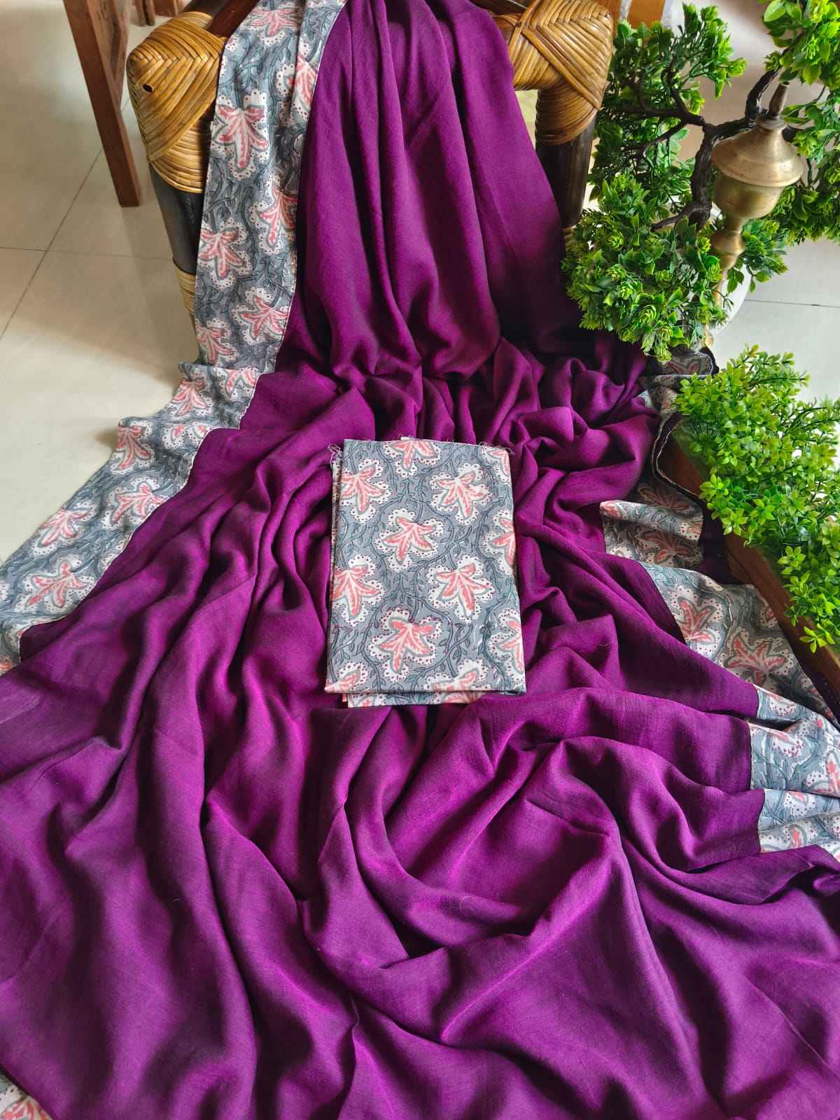 Handwoven Bagru Mulmul (Saree)