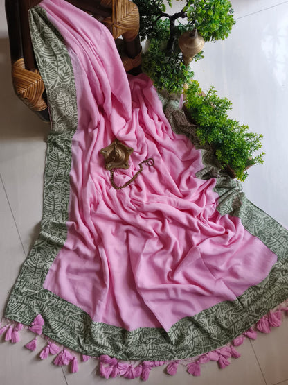 Handwoven Bagru Mulmul (Saree)
