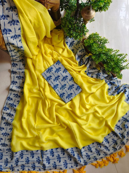 Handwoven Bagru Mulmul (Saree)