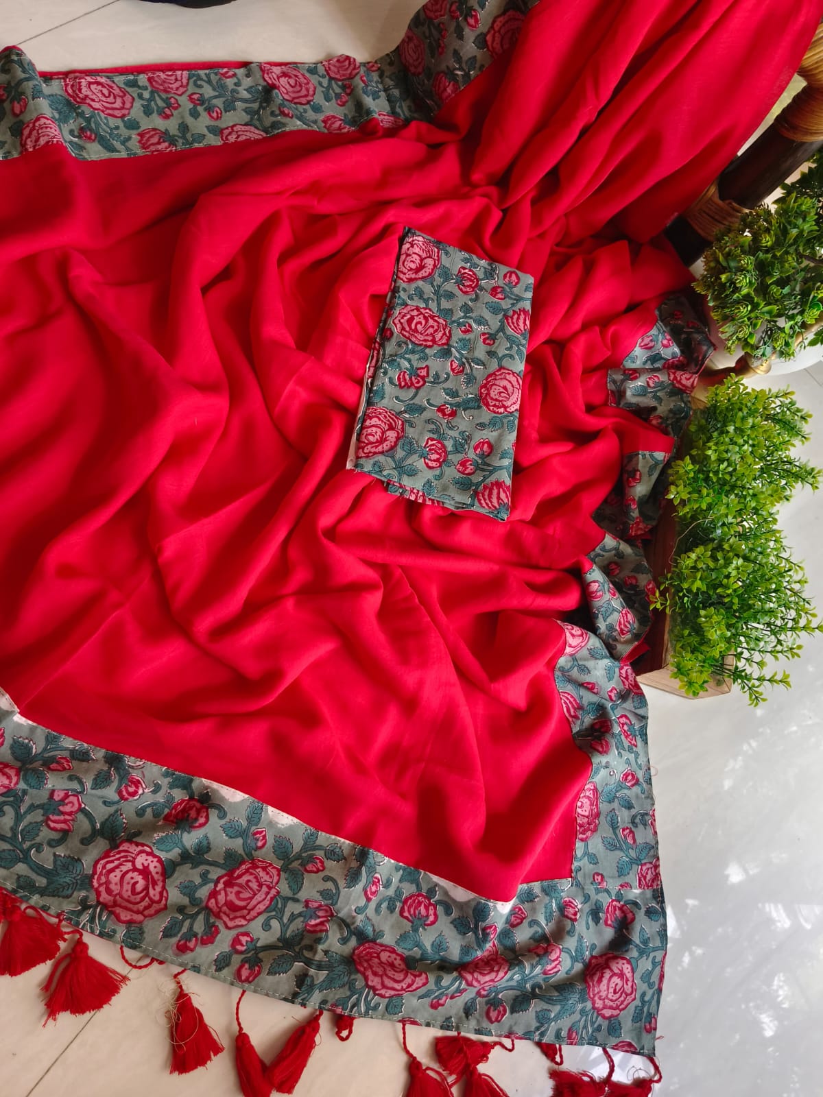 Handwoven Bagru Mulmul (Saree)