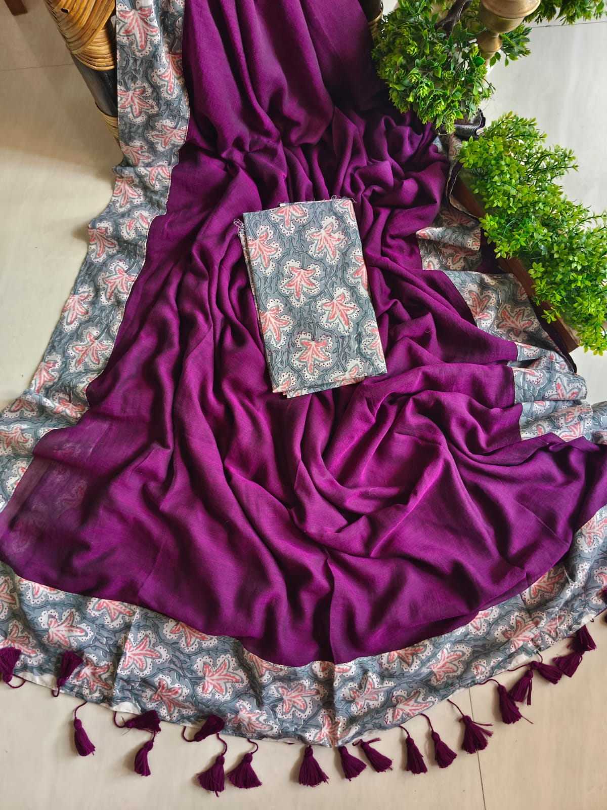 Handwoven Bagru Mulmul (Saree)