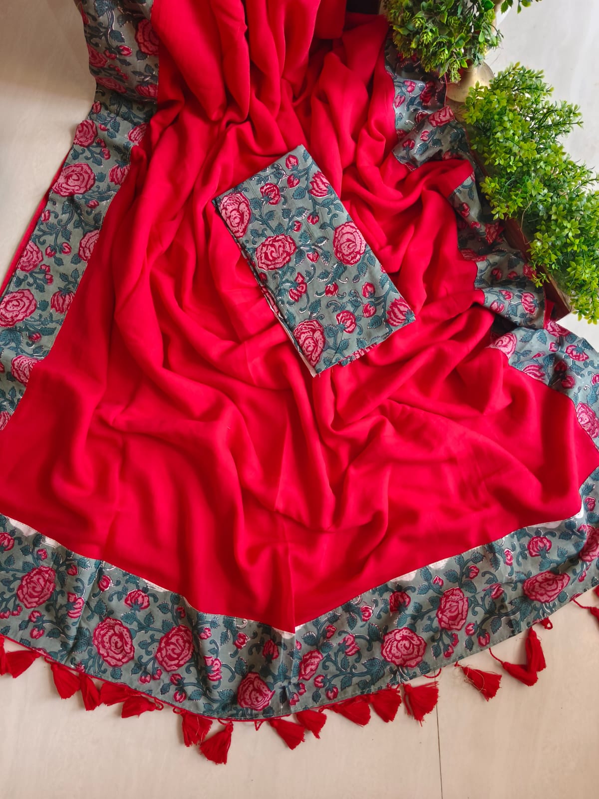 Handwoven Bagru Mulmul (Saree)