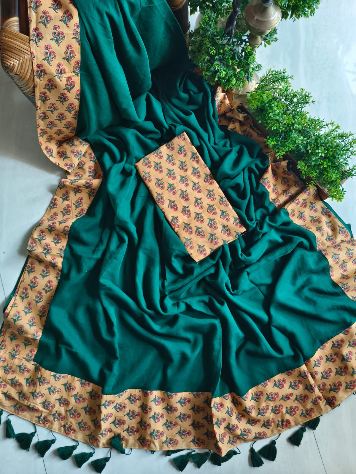 Handwoven Bagru Mulmul (Saree)