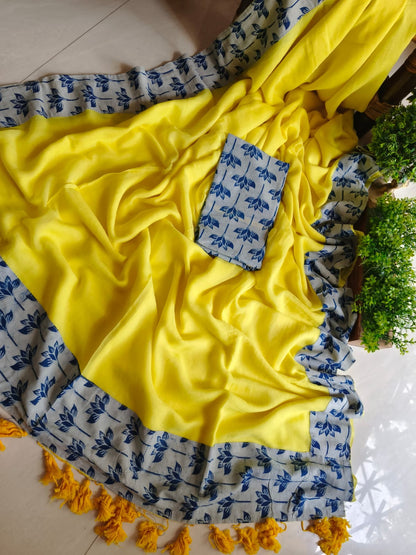 Handwoven Bagru Mulmul (Saree)