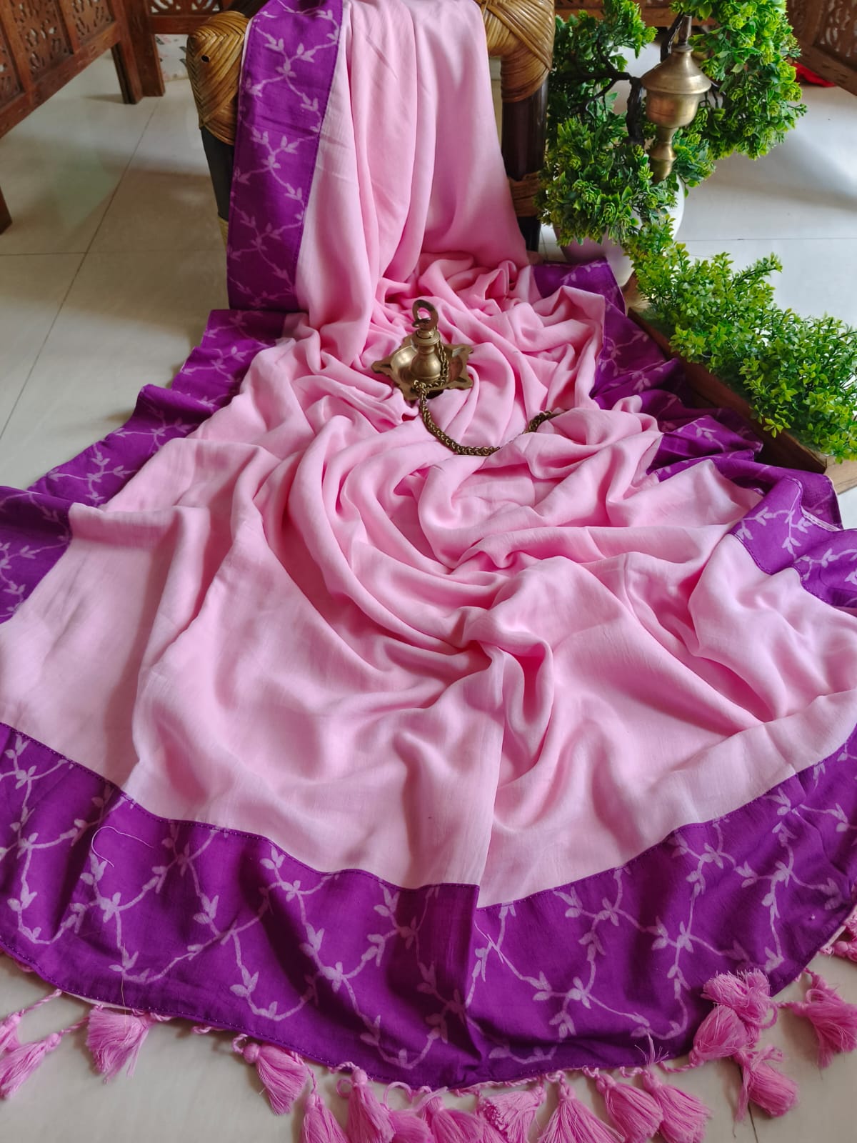 Handwoven Bagru Mulmul (Saree)