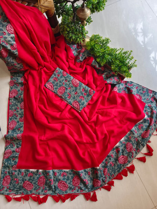 Handwoven Bagru Mulmul (Saree)
