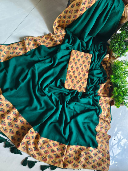 Handwoven Bagru Mulmul (Saree)