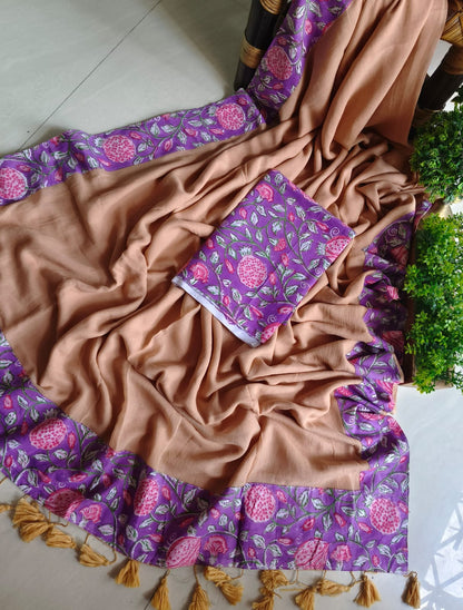 Handwoven Bagru Mulmul (Saree)