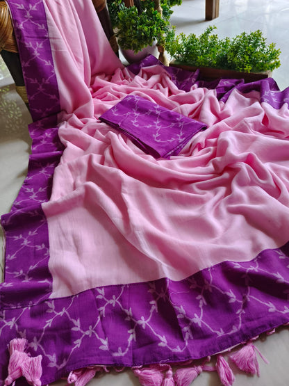 Handwoven Bagru Mulmul (Saree)