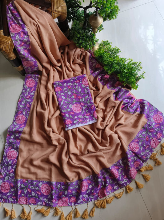 Handwoven Bagru Mulmul (Saree)