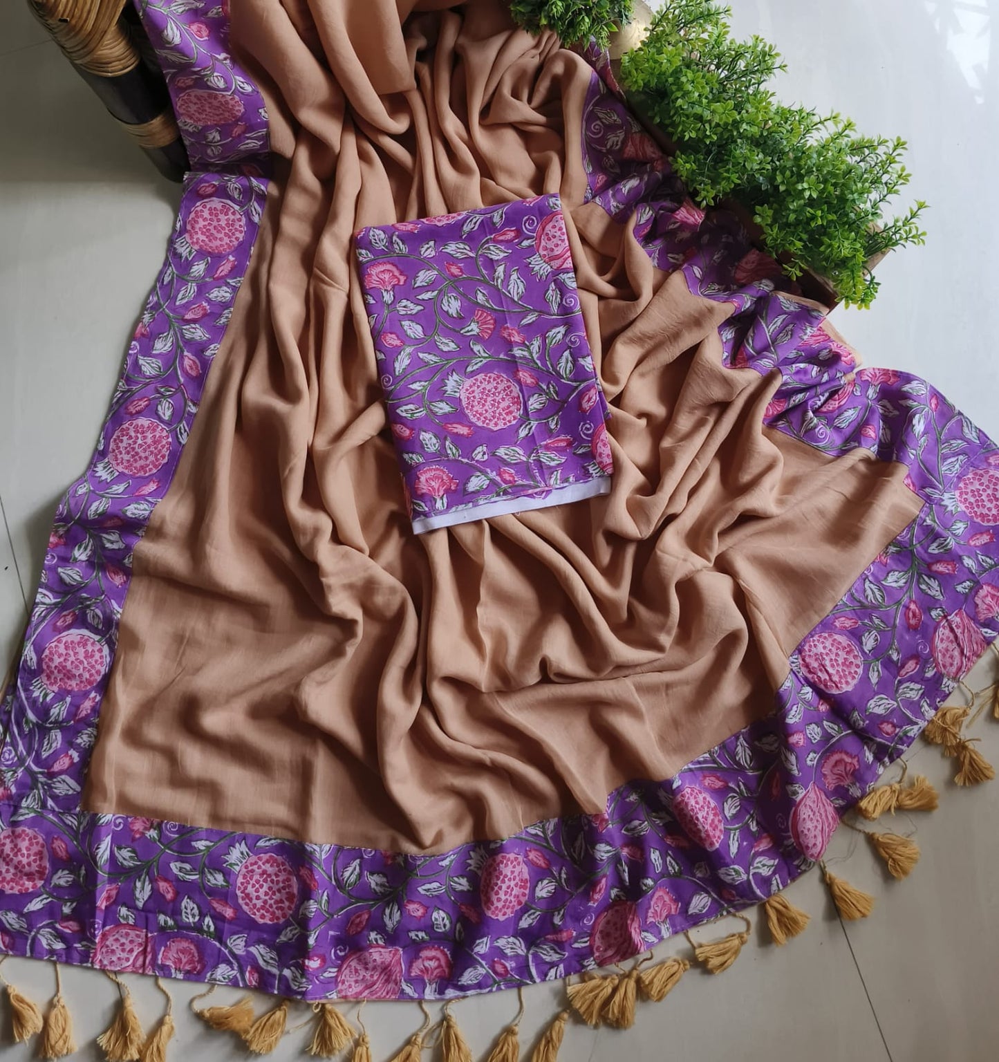 Handwoven Bagru Mulmul (Saree)
